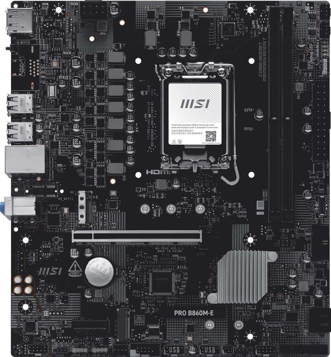 MSI MB PRO B860M-E SOKET 1851 DDR5 9066MHZ(OC) 2xM.2 HDMI DISPLAY 5G LAN mATX