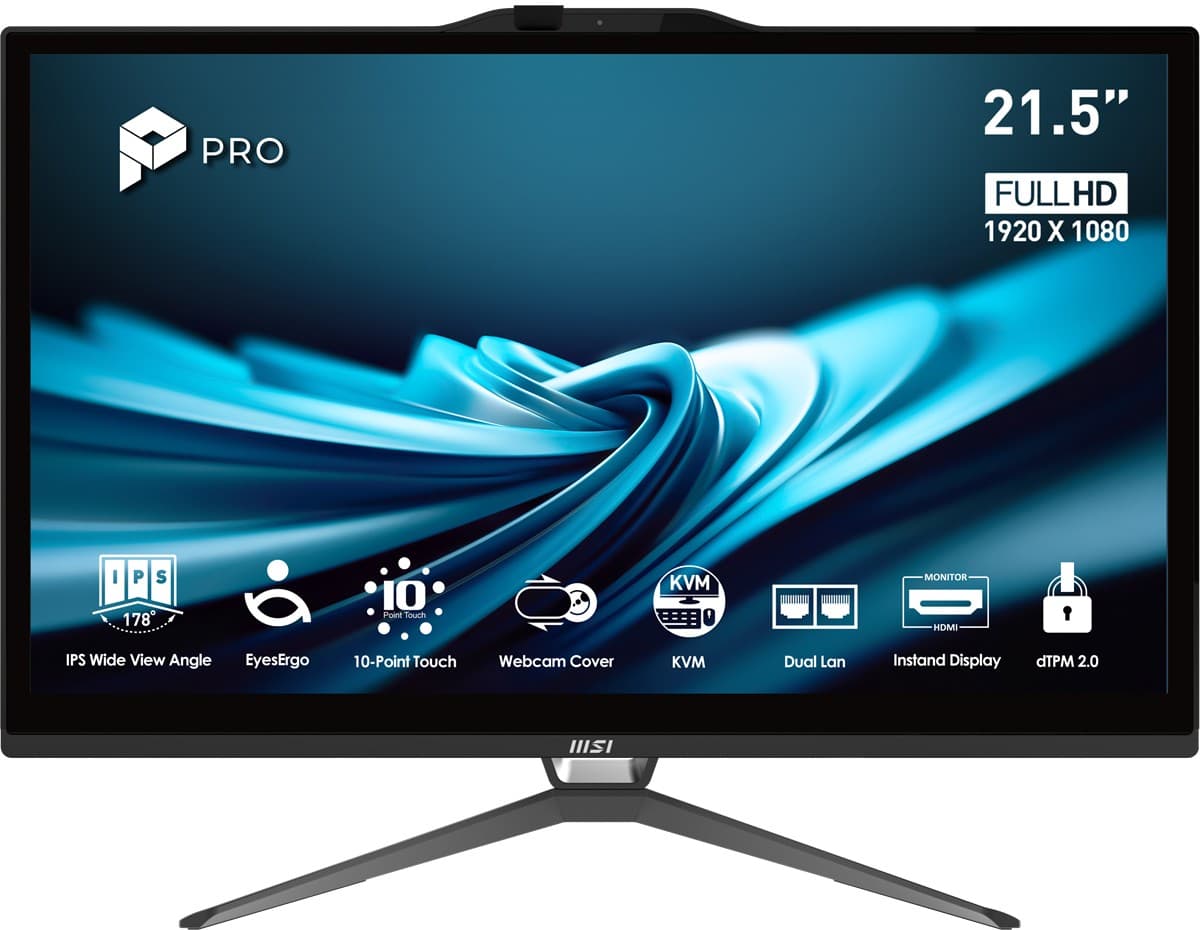 MSI PRO AP222T 14MA-607XEU 21.5 FHD 16:9 (1920X1080) I5-14400 16GB DDR5 512GB SSD Fdos Dokunmatik Siyah Aio PC