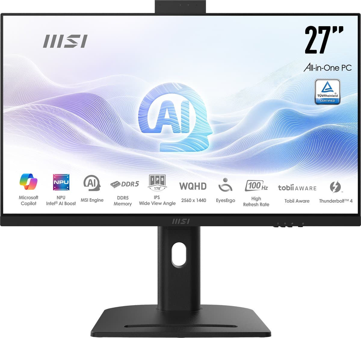 MSI Modern AM273Q Ai 1UM-421EU 27 WQHD 16:9 (2560X1440) Ultra 5 125H 16GB DDR5 512GB SSD Fdos Siyah Aio PC