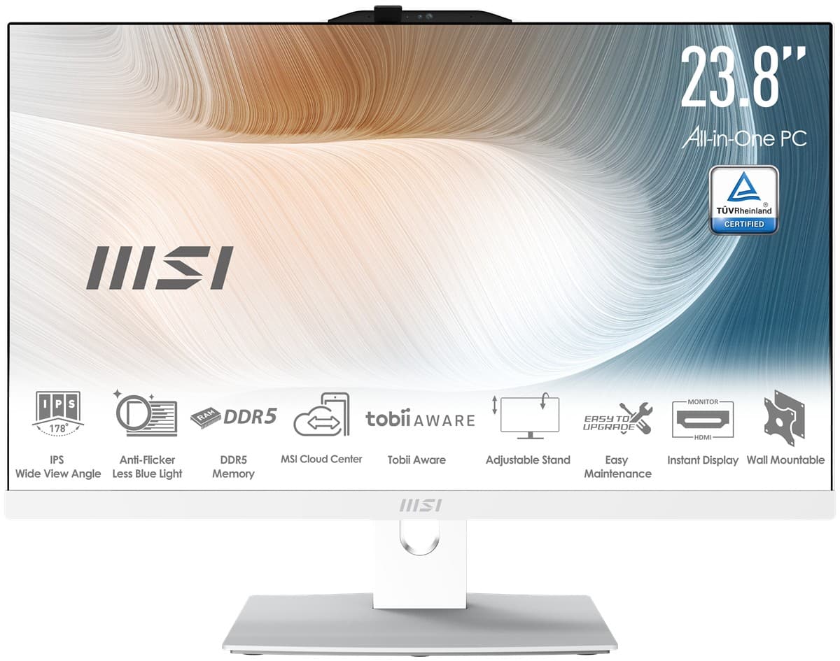 MSI Modern AM242P 1M-2089XEU 23.8 FHD 16:9 (1920X1080) Core 5 120U 16GB DDR5 512GB SSD Fdos Beyaz Aio PC