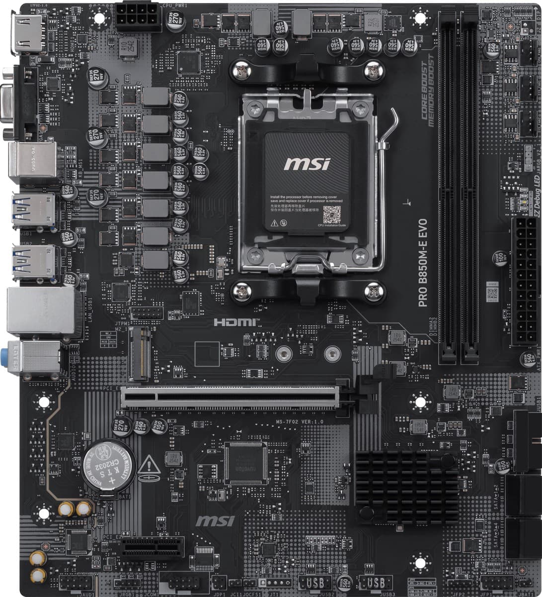 MSI MB PRO B850M-E EVO AM5 DDR5 8200MHZ(OC) HDMI VGA M.2 USB 5Gbs 2.5G LAN mATX