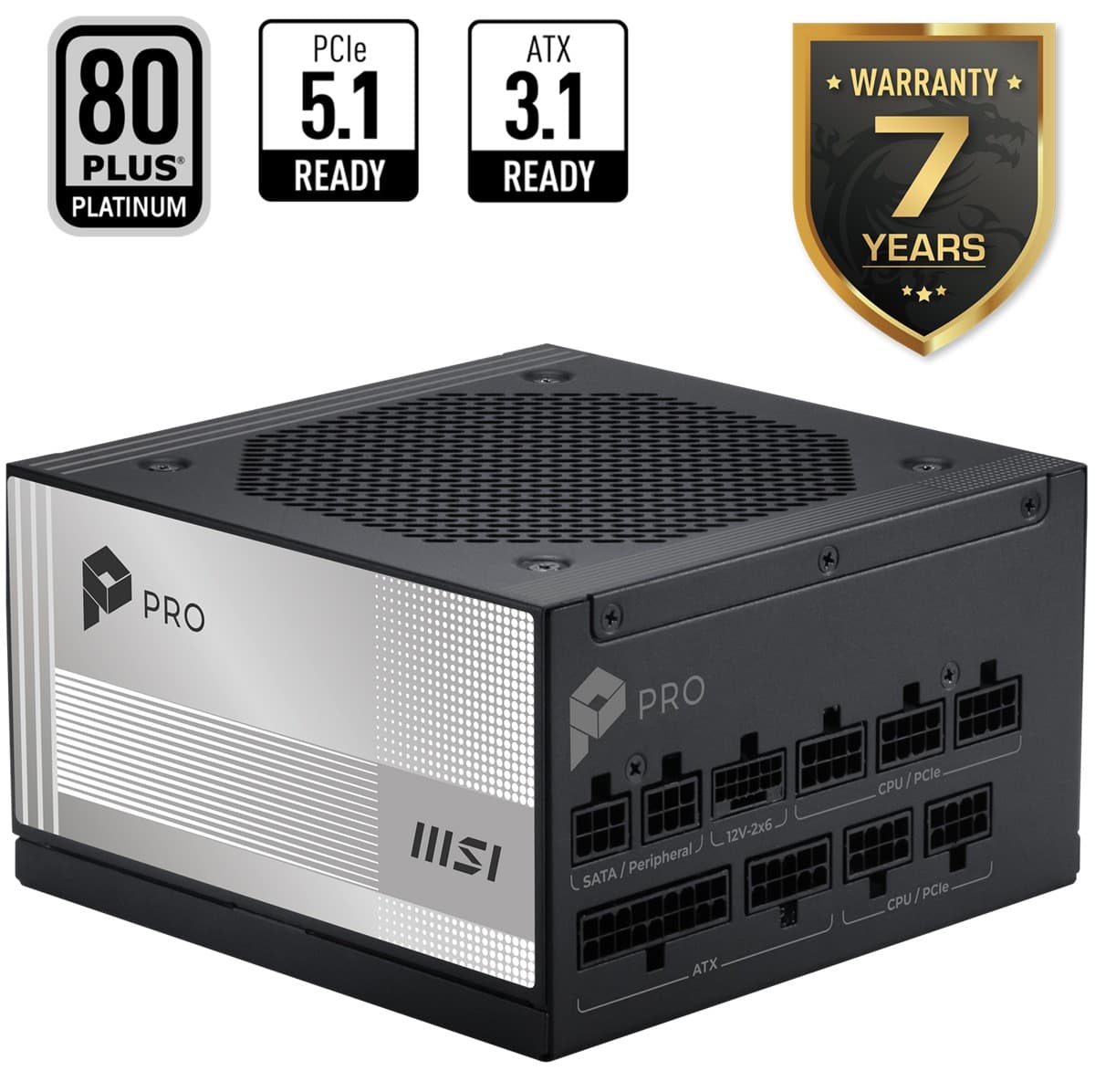 MSI PSU PRO A1000PL PCIE5 1000W 80+ PLATINIUM ATX 3.1 PCIe 5.1 12V-2x6 POWER SUPPLY