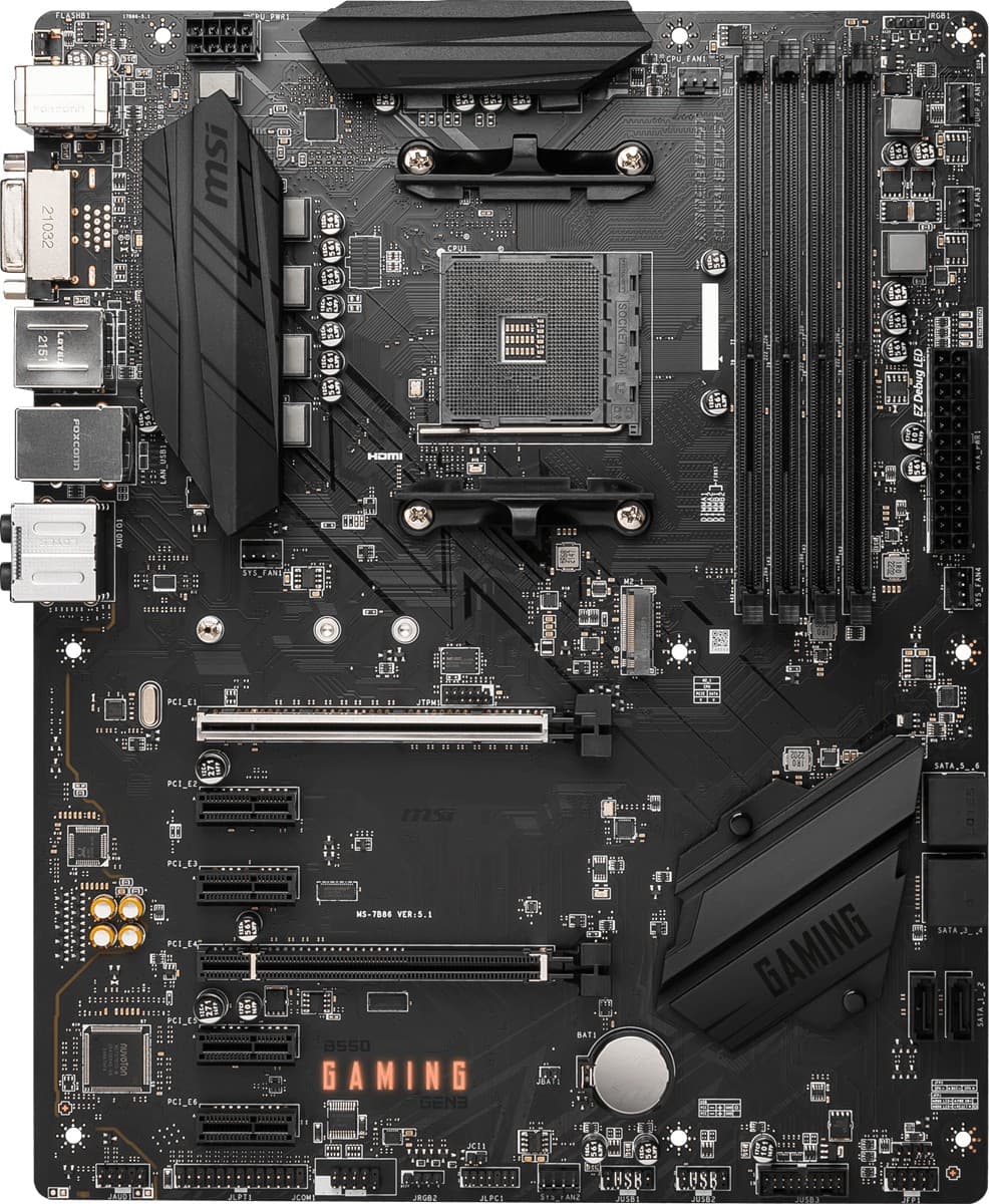 MSI MB B550 GAMING AM4 DDR4 4800(OC) HDMI DP 2x M.2 USB 10Gbps 1G LAN ATX