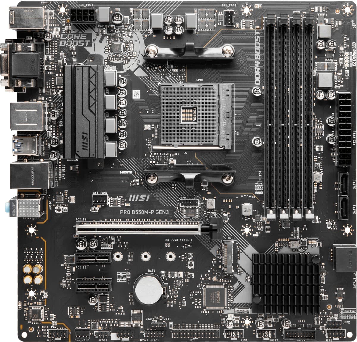 MSI MB PRO B550M-P AM4 DDR4 4400(OC) HDMI DP VGA 2xM.2 USB5Gbps mATX