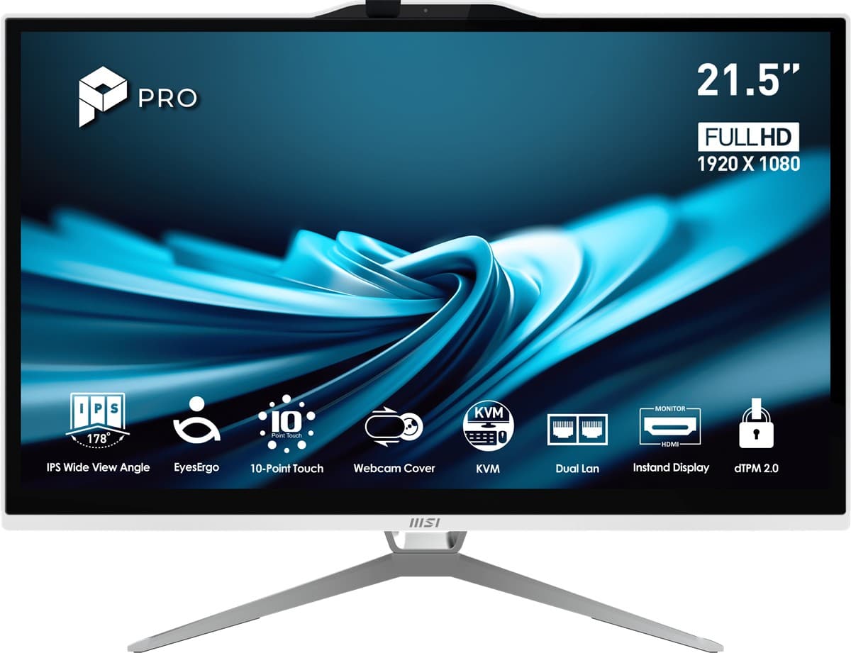 MSI PRO AP222T 14MA-614EU 21.5 FHD 16:9 (1920X1080) I3-14100 8GB DDR5 512GB SSD W11 Dokunmatik Beyaz Aio PC