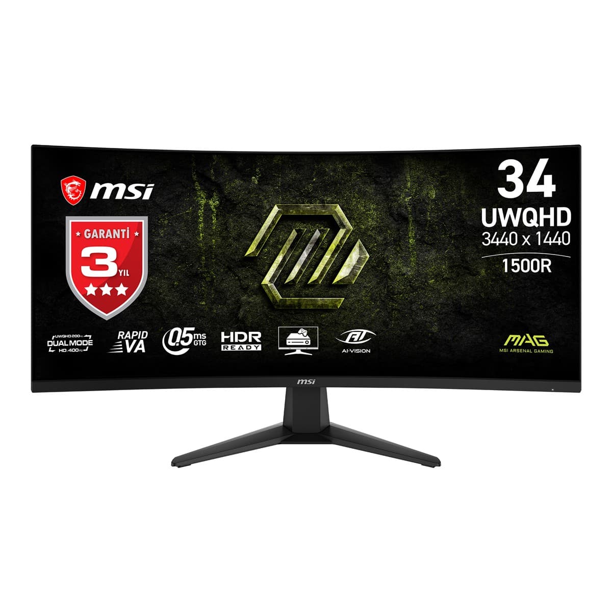 MSI 34 MAG 346CQDF E20 3440x1440 CURVE 1500R VA (UWQHD) 200Hz HD:400Hz 0.5MS (Min.) ADAPTIVE-SYNC SIYAH GAMING MONITOR