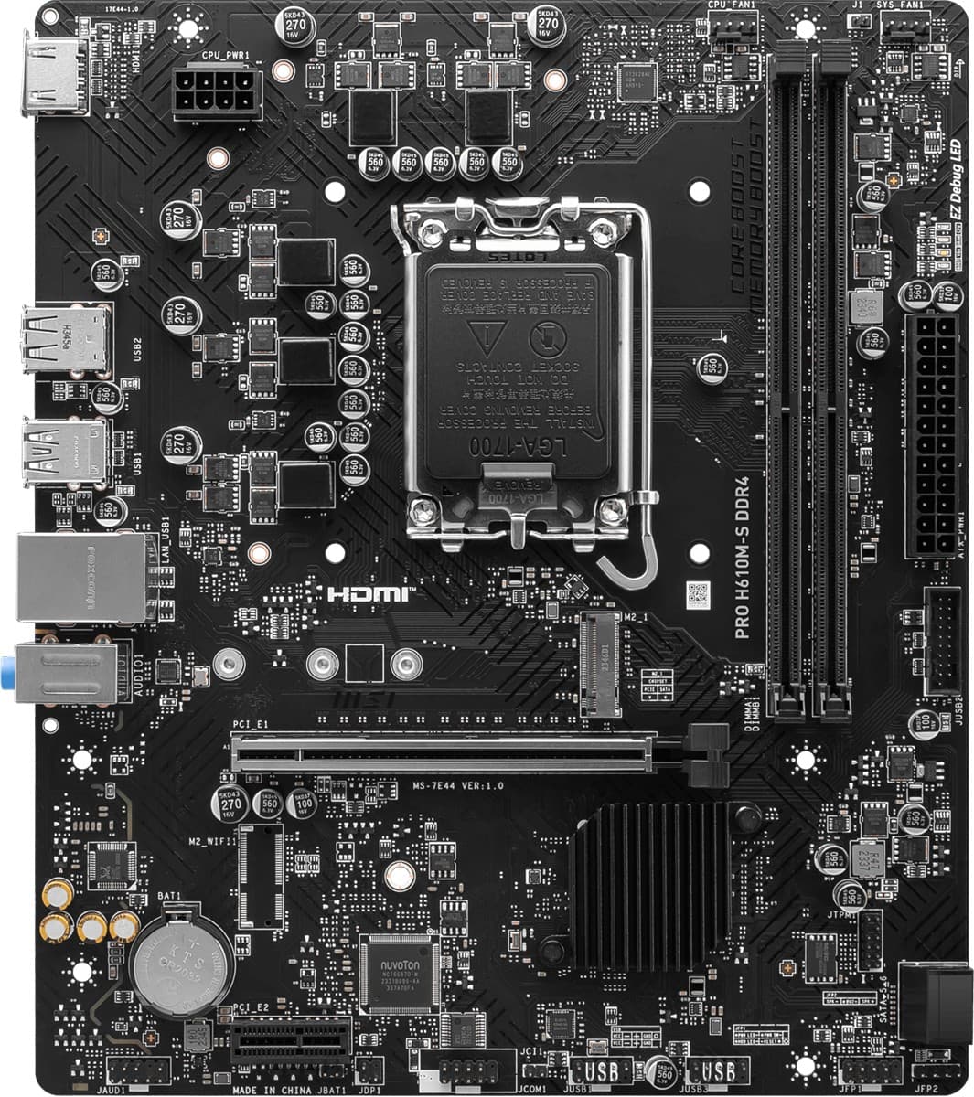 MSI PRO H610M-S DDR4 II SOKET 1700 DDR4 3200(OC) HDMI M.2 5Gbps 1x 1G LAN mATX