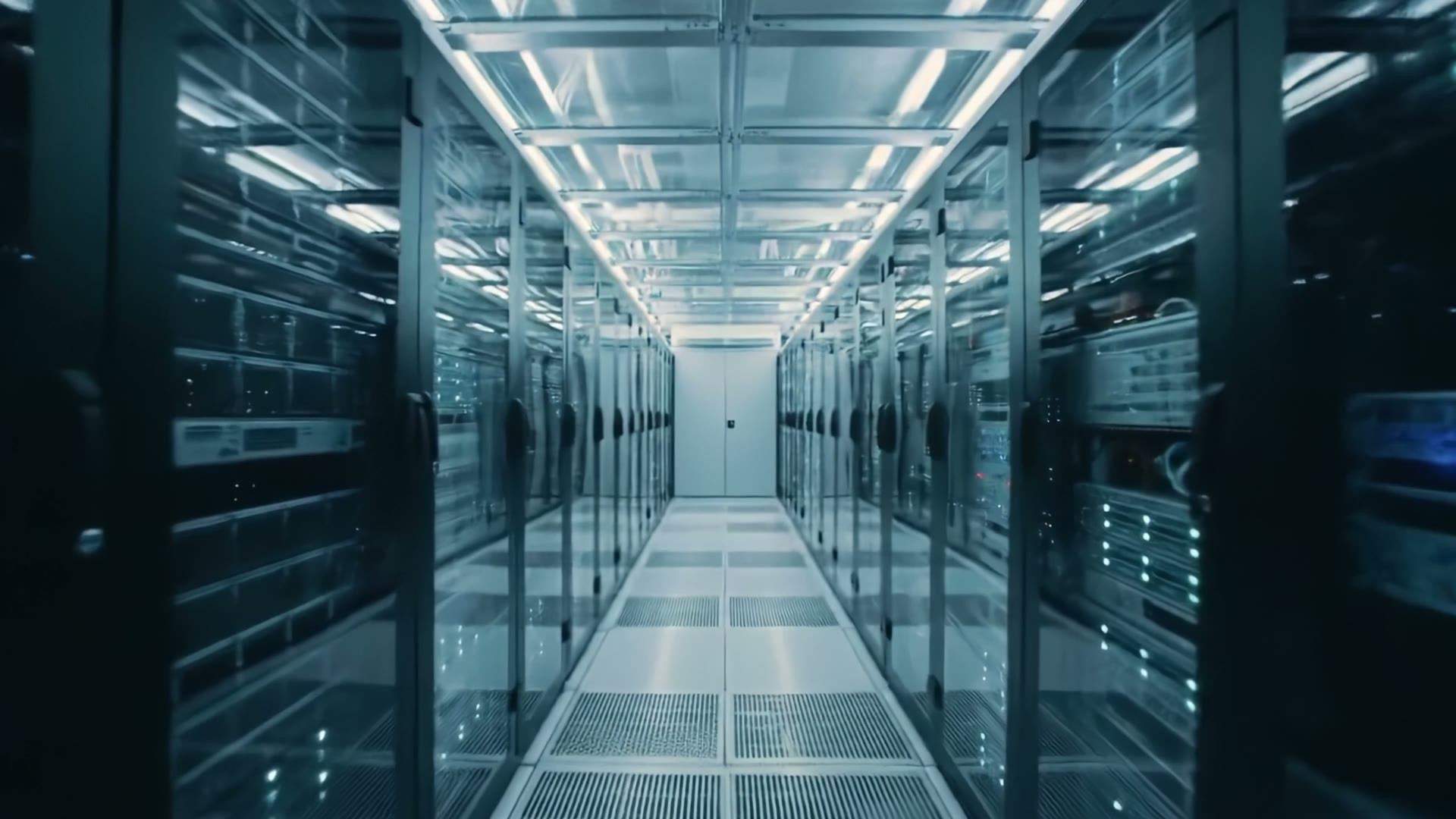 Data centre corridor and server cabinets